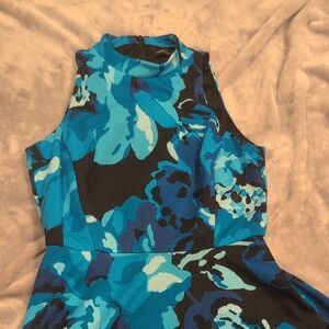 EUC WHBM Elegant Blue Floral Women's Dress
